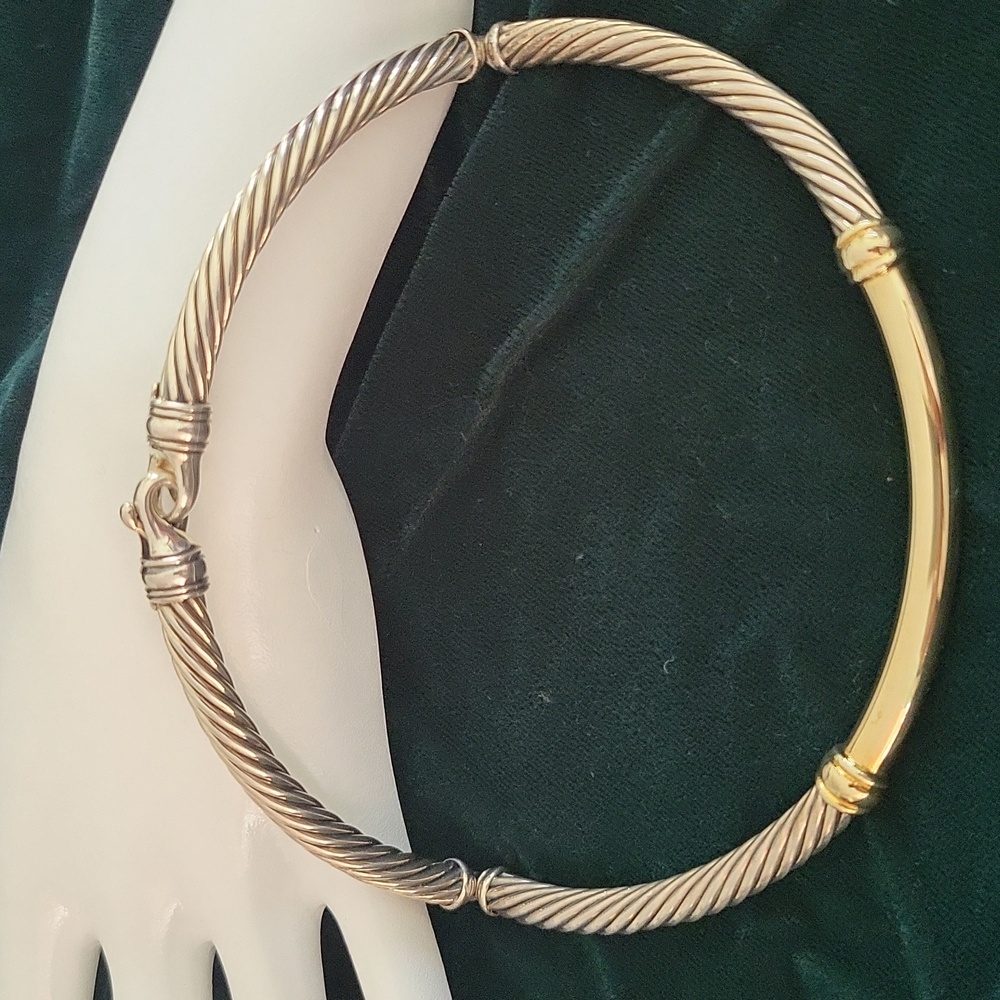 David Yurman Metro Cable Hinged Choker Necklace, Sterling and 14K Gold - Picture 6 of 7